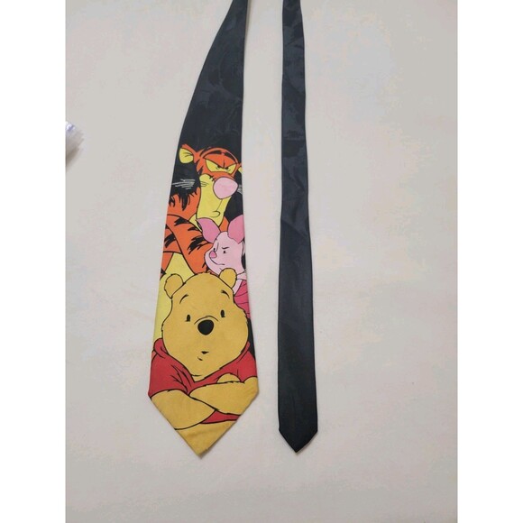 Men's Black Tie Disney Winnie The Pooh And Friends Tigger Eeyore Piglet Poly - Picture 9 of 9